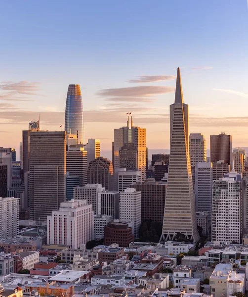 Picture Transamerica Pyramid Salesforce Tower Surrounding Downtown San Francisco Sunset — Stock Photo, Image