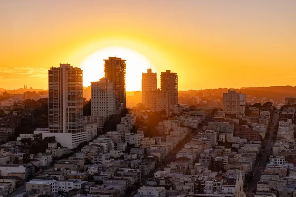 Ein Bild Einiger Wohnhäuser San Francisco Bei Sonnenuntergang — Stockfoto