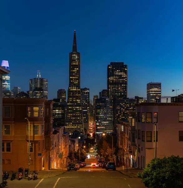 Picture Transamerica Pyramid Downtown San Francisco Night — Stock Photo, Image