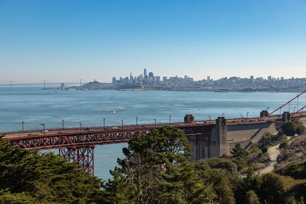 Een Foto Van Vegetatie Nabij Golden Gate Bridge Stad San — Stockfoto