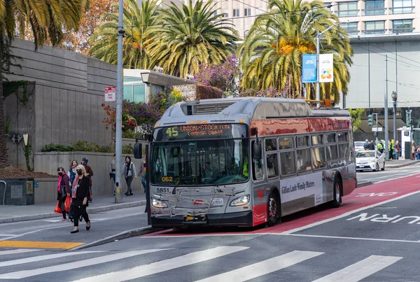 Egy Kép Egy Muni Buszról San Francisco Belvárosában — Stock Fotó