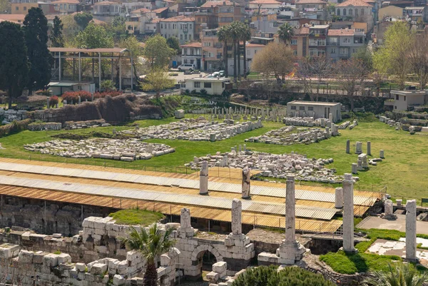 Een Schilderstuk Van Colonnes Van Westelijke Stoa Smyrna Agora Ancient — Stockfoto