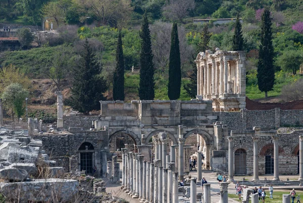Une Image Bibliothèque Celsus Porte Mazeus Mithridate Ville Antique Ephèse — Photo