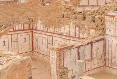 Efes Antik Şehir 'deki Teras Evlerinin duvar resimleri..