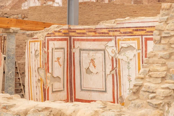 Een Foto Van Muurschilderingen Van Terrassen Huizen Efeze Oude Stad — Stockfoto