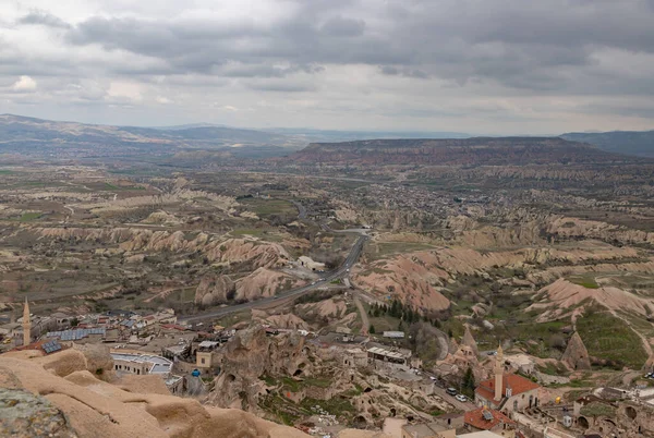 Picture Goreme Historical National Park Town Uchisar Cloudy Day — Stock Photo, Image