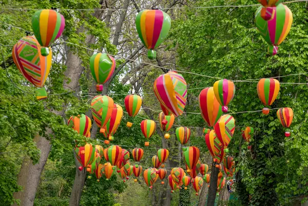 Uma Imagem Vários Balões Coloridos Que Decoram Ilha Margaret — Fotografia de Stock