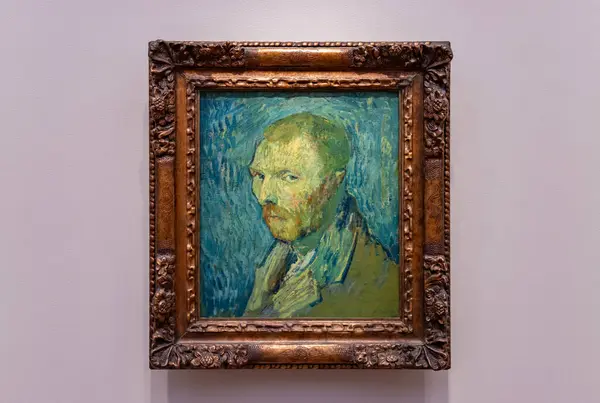 stock image A picture of the Van Gogh self-portrait, created by 1889, at the Collection exhibition of the National Museum of Oslo.