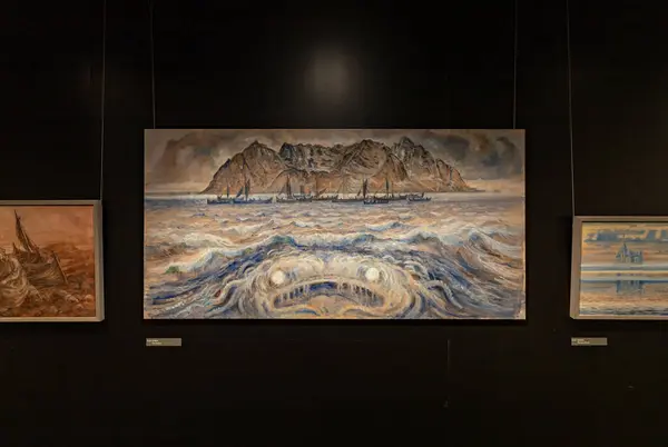 Картина Выставки Демоны Глубины Карла Эрика Харра Норвежском Морском Музее — стоковое фото