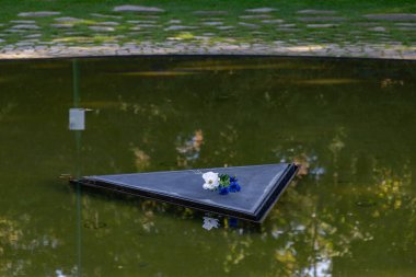 Ulusal Sosyalizmin Sintii ve Roman Kurbanları Anıtı 'ndaki göletin resmi.