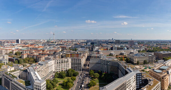 A picture of the city of Berlin as seen from atop the Potsdamer Platz.