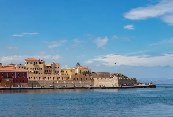 Картина Венецианской Крепости Фирки Которой Расположен Морской Музей Крита Лицензионные Стоковые Изображения