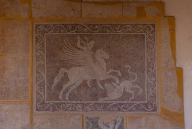 Rodos arkeoloji müzesindeki bir mozaiğin resmi..