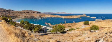 Lindos Sahili 'nin panorama resmi..