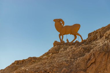 Tunus 'taki Chebika Vahasındaki bir keçi heykelinin resmi..