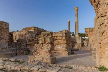 Kartaca arkeolojik sahasında Antoninus Hamamları 'nın bir resmi..