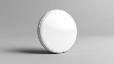 Tasarım ve markalaşma sunumları için gri zemin üzerinde boş yuvarlak beyaz rozet.