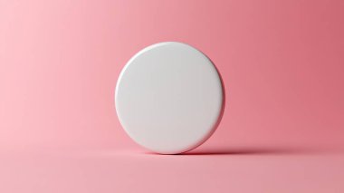 Minimalist tasarım, yumuşak pembe arka plana karşı beyaz bir çember oluşturur..