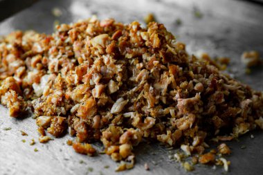 small pieces of ready-made meat for shawarma