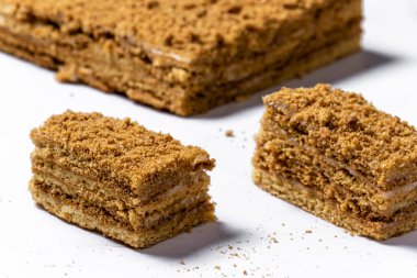 Close up shot of homemade honeycomb cakes