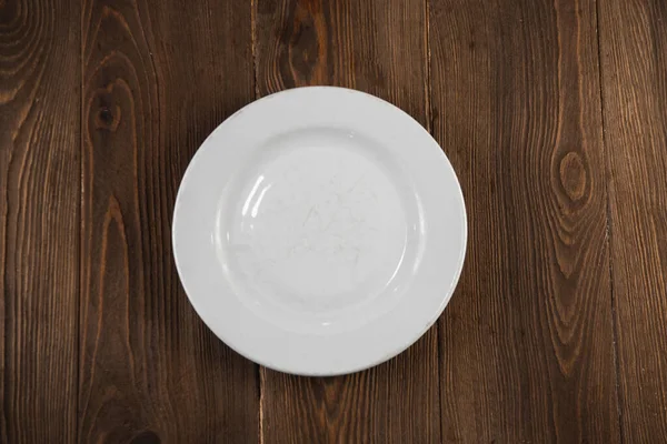Empty Plate Wooden Background — Stock Photo, Image
