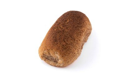 Beyaz arka planda tam tahıllı ekmek, ciabatta. Çavdar ekmeği