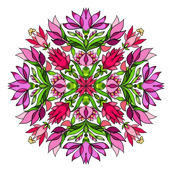 キューマの花曼荼羅 はがき イラストで使用するための装飾パターン — ストック写真