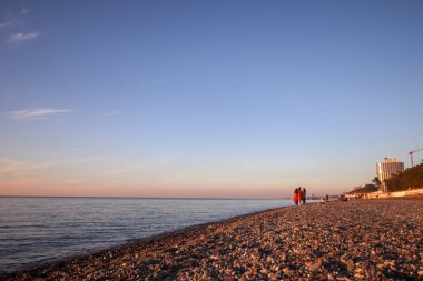 Kobuleti, Gürcistan 'daki Karadeniz kıyısı manzarası