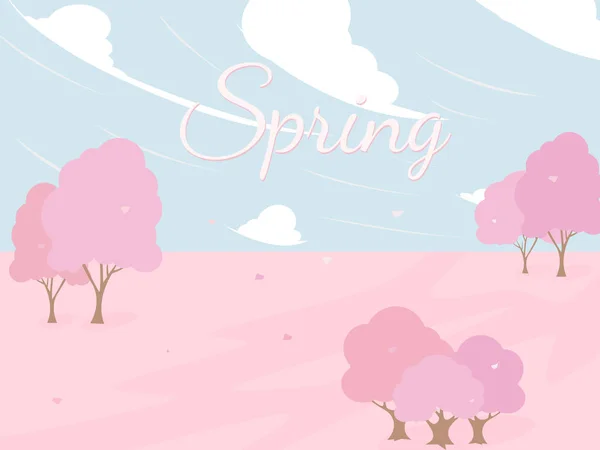 粉红树符号风格和春季背景 可以用来做你的工作 欢迎春季的概念 — 图库矢量图片