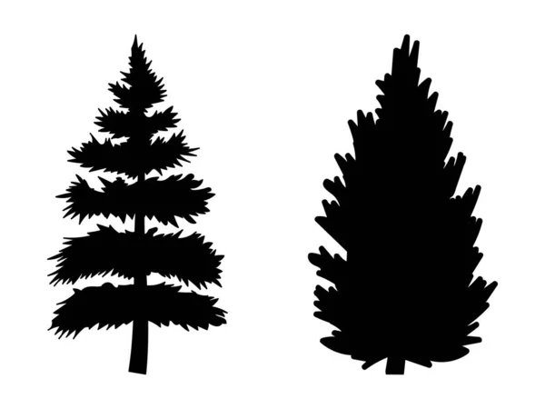 Collection Träd Siluett Symbol Stil Och Vit Bakgrund Kan Användas — Stock vektor