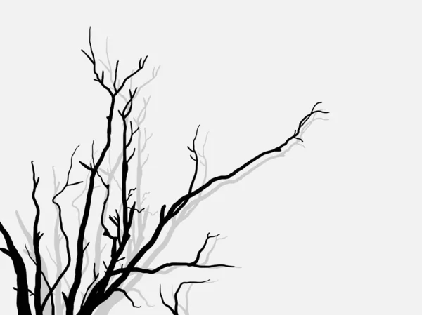 Black Branch Drzewko Lub Nagie Drzewa Sylwetki Zestaw Ręcznie Rysowane — Wektor stockowy