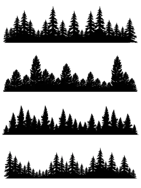 Sammlung Isolierter Baum Symbol Silhouette Stil Auf Weißem Hintergrund Kann — Stockvektor
