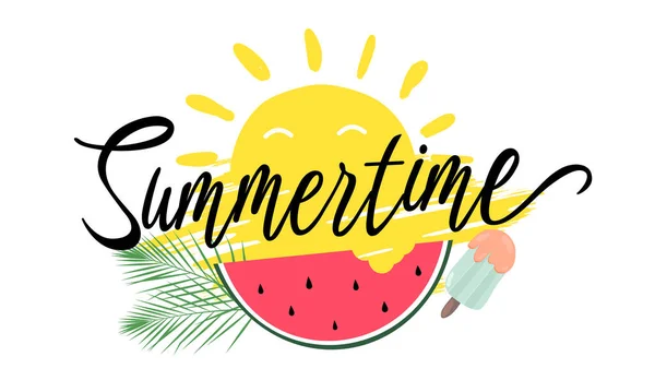 Όμορφο Πολύχρωμο Καλοκαίρι Banner Σχεδιασμό Μοτίβο Φόντου Οριζόντια Αφίσα Ευχετήρια — Διανυσματικό Αρχείο