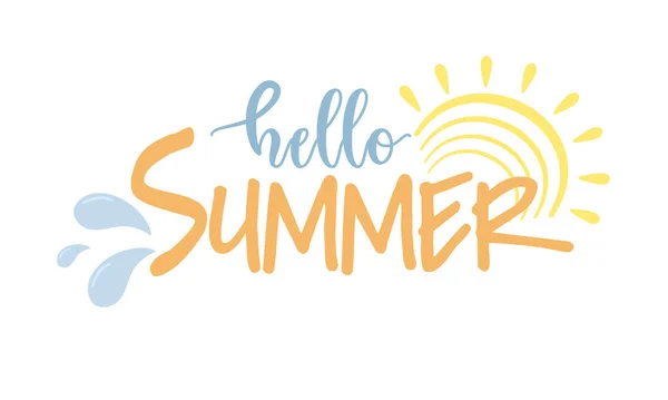 Vektor Illusztráció Elements Hand Drwn Lettering Hello Summer Sun Firka — Stock Vector