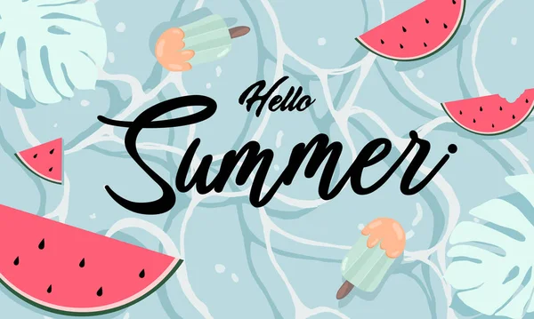Frisches Schönes Wasser Sommer Banner Design Hintergrundmuster Horizontales Plakat Grußkarte — Stockvektor