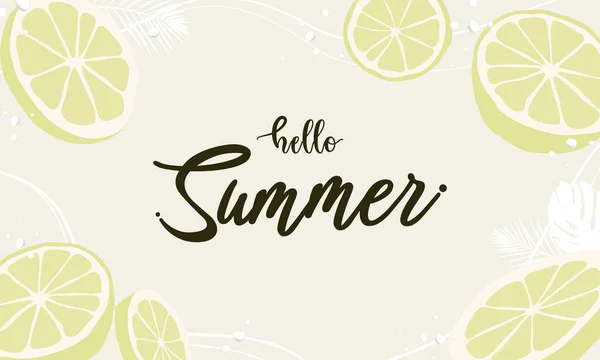 Frisch Schöne Lemon Sommer Banner Design Hintergrundmuster Horizontales Plakat Grußkarte — Stockvektor