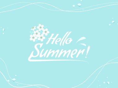 Vector Illustration: Elements of Hand Drawn Lettering of Hello Summer with Sun. karalama el yazısı fırça tasarımı.