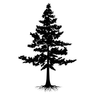 Yapraklı siyah ağaçlar ve kökler güzel ve ferahlatıcı görünüyor. Ağaç ve kökler LOGO biçimi.