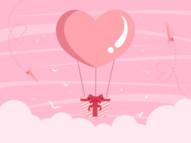 Sevgililer günün kutlu olsun. Sevgililer Günü kutlaması. Poster, Banner, Post, Flyer, Greeting, Card, cover için Çizgi film Vektör illüstrasyon Şablonu. Sevgililer Günü Tasarımı.