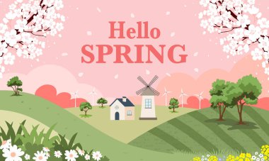 Bahar geliyor afiş. Moda dokusu. Sezonluk meslek, hafta sonu, tatil logosu. Bahar Zamanı Duvar Kağıdı. Mutlu bahar günleri. Spring Vektör Harfleme metni. Modaya uygun bir stil. Çiçek vektörü.