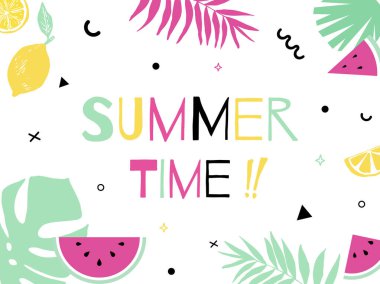 Merhaba yaz konsept tasarımı. Satış sonrası şablonu için yaratıcı soyut arka plan ve yaz mevsimi renklerinde bitki.