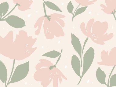 Çiçekler ve yaprağın duvar sanat vektör arka planı. Soyut şekilli yaprak çizimi. Baskı, kapak, duvar kağıdı, asgari ve doğal duvar sanatı için soyut bitki sanatı tasarımı. Vektör illüstrasyonu.