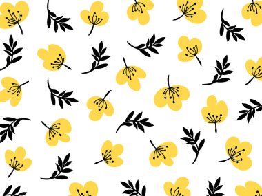 Çiçekler ve yaprağın duvar sanat vektör arka planı. Soyut şekilli yaprak çizimi. Baskı, kapak, duvar kağıdı, asgari ve doğal duvar sanatı için soyut bitki sanatı tasarımı. Vektör illüstrasyonu.