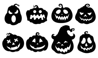 Beyaz arka planda Cadılar Bayramı balkabağı vektör dehşeti, beyaz arka planda Jack-o-Lantern. Korkunç balkabağı..