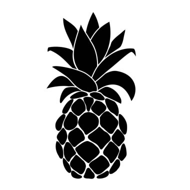 Siluet Pineapple Tropikal Meyve sembolü veya logo basit çizgi ve şekil tarzı. Yiyeceğin sembolü, tatlı, egzotik ve yaz, vitamin, sağlıklı. Modern vektör simgesi tasarımı illüstrasyonu.