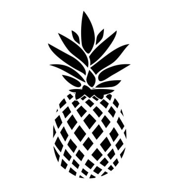 Siluet Pineapple Tropikal Meyve sembolü veya logo basit çizgi ve şekil tarzı. Yiyeceğin sembolü, tatlı, egzotik ve yaz, vitamin, sağlıklı. Modern vektör simgesi tasarımı illüstrasyonu.