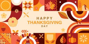 Mutlu Şükran Günü afişleri, tebrik kartları, pankart tasarımı. Tebrik kartı kapağı. Vektör illüstrasyonu.