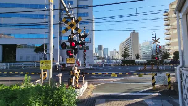 Tokio Shinagawa Spoorwegovergang November 2022 — Stockvideo
