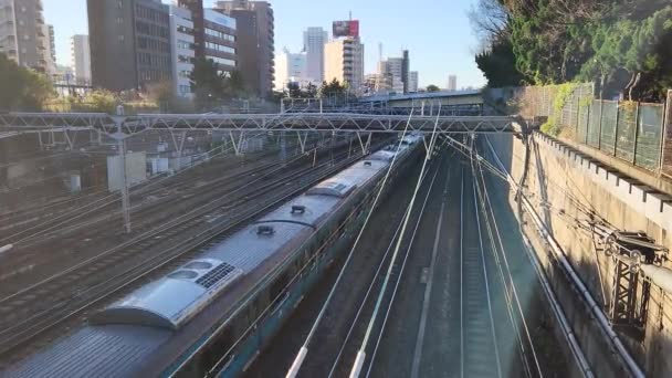 Залізнична Дорога Токіо Сінагава Перетинає Листопад 2022 Року — стокове відео