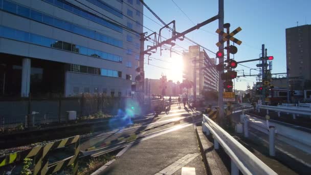 Токийский Железнодорожный Переход Синагава — стоковое видео